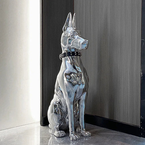 Shiny Doberman Elegant Floor Sculpture - Image 0