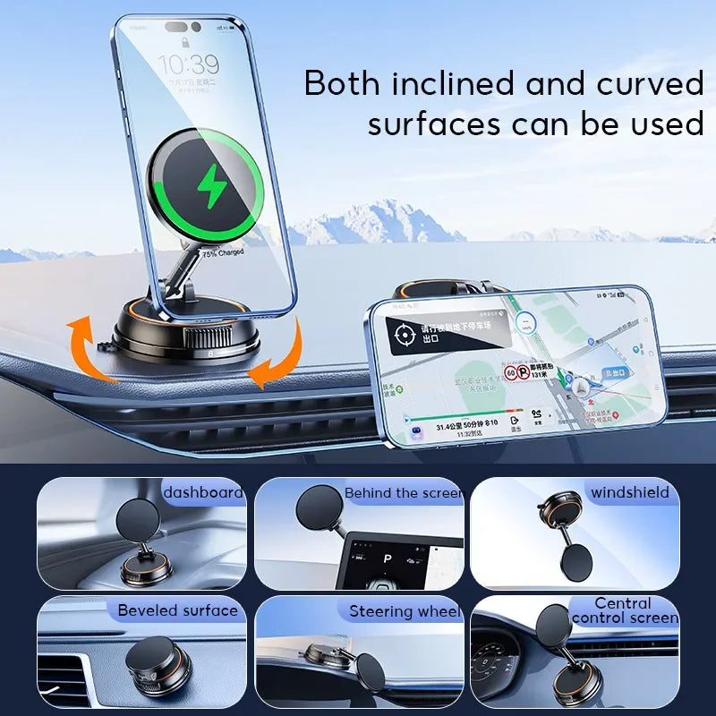 Strong Suction Wireless Car Magnetic Charging Phone Holder - Image 3