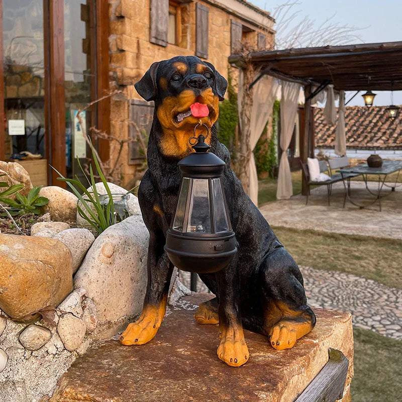 Solar-Powered Outdoor Resin Dog Statue Lamp - Image 2