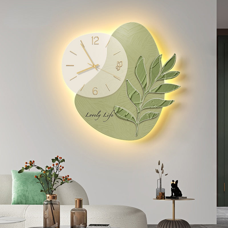 Elegant Leaf LED Silent Wall Clock - Image 3
