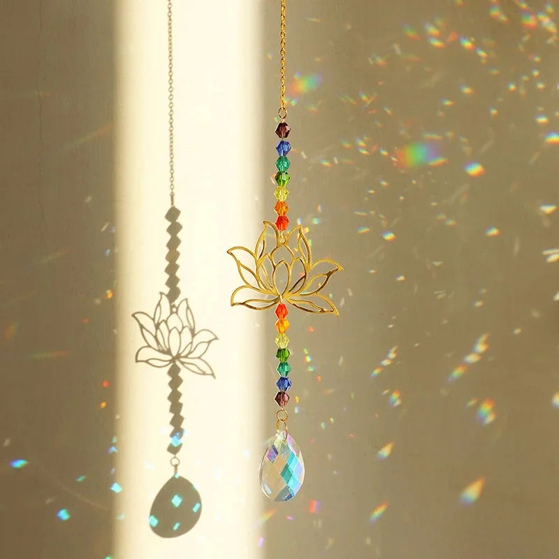Lotus Crystal Sun Catcher Rainbow Prism - Image 3