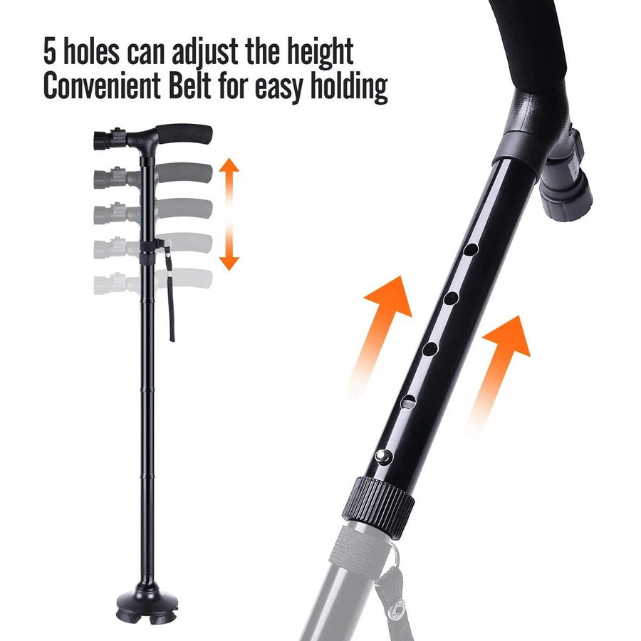 Stable Adjustable LED Light Anti-slip Walking Stick - Image 1