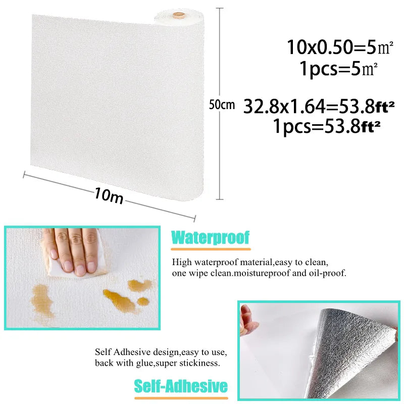 3D Linen Self-Adhesive Waterproof Wall Sticker