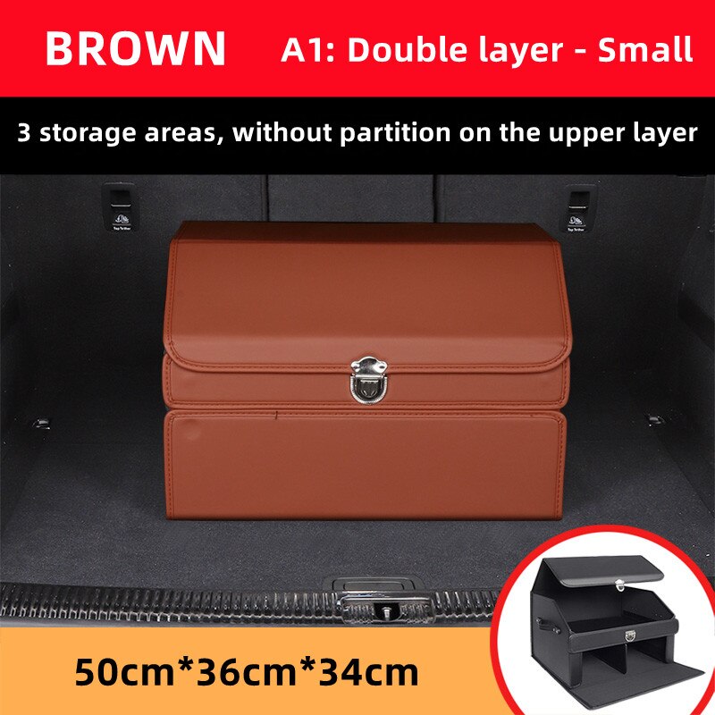 Car Guru Leather Large Capacity Trunk Organizer Box - Image 5