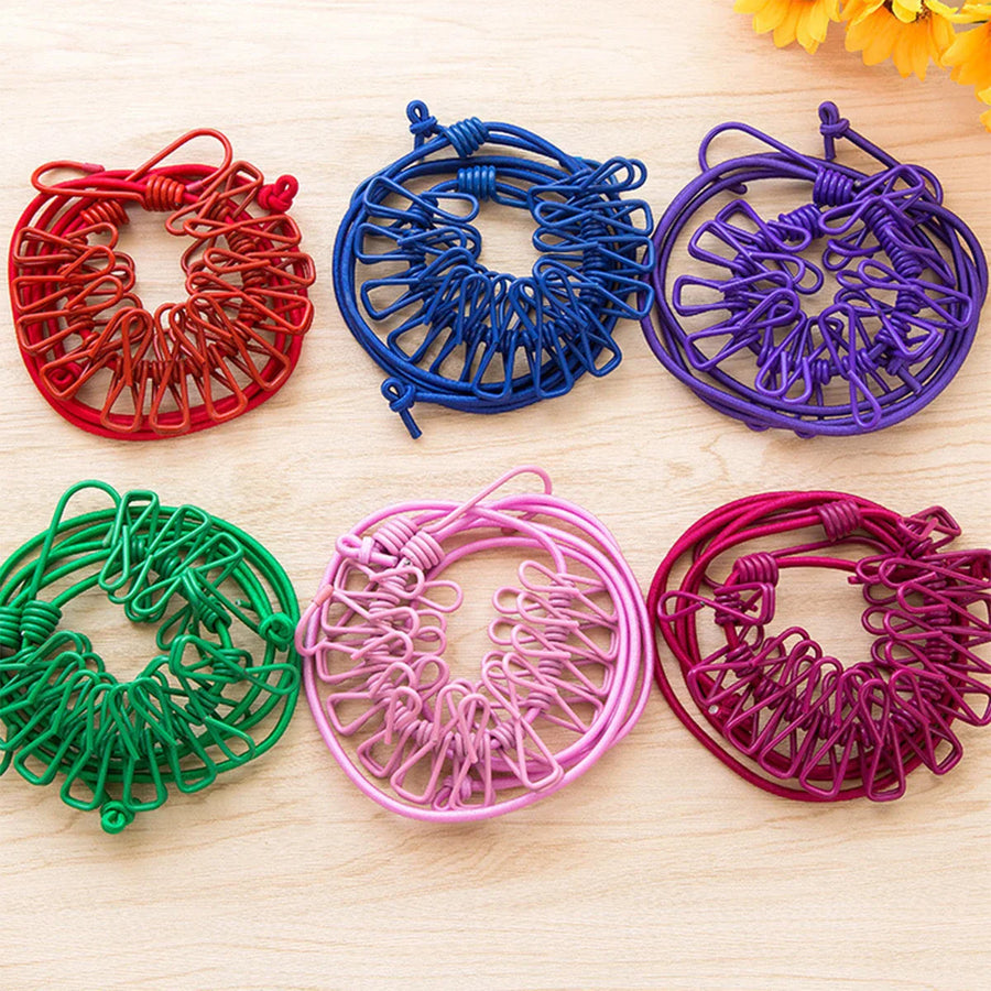 Windproof Non-Slip Elastic Multi-Clip Travel Clothesline - Image 3