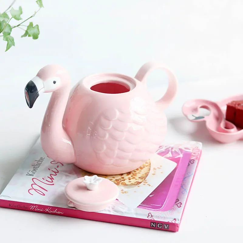 Pink Flamingo Ceramic Tea Set - Image 1