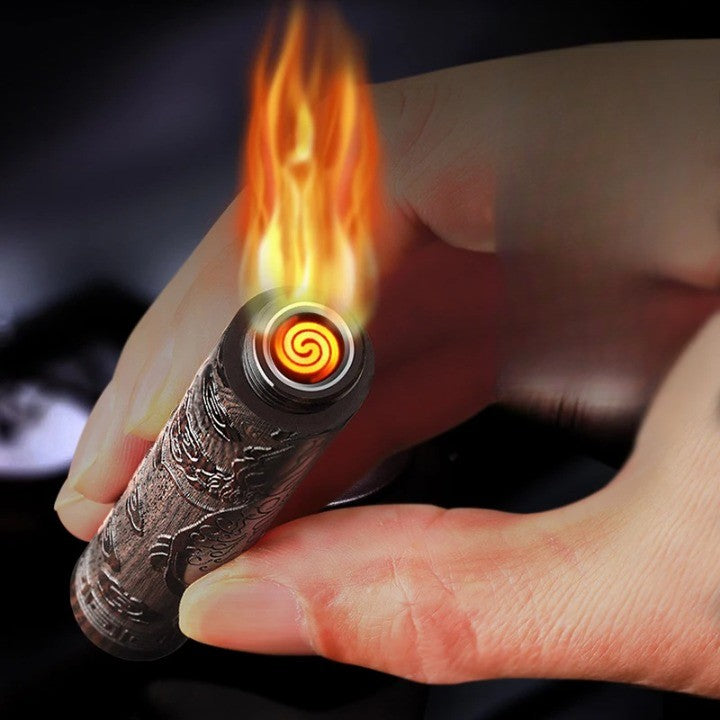 Ultra Thin Rechargeable Vintage Windproof Wooden Lighter - Image 0