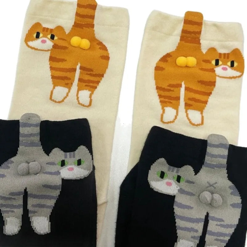 Cute Cat Butt Cartoon Socks - Image 6