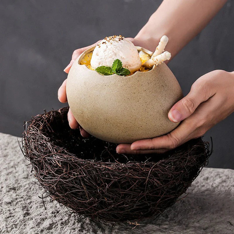 Creative Ceramic Bird Nest Eggshell Bowl