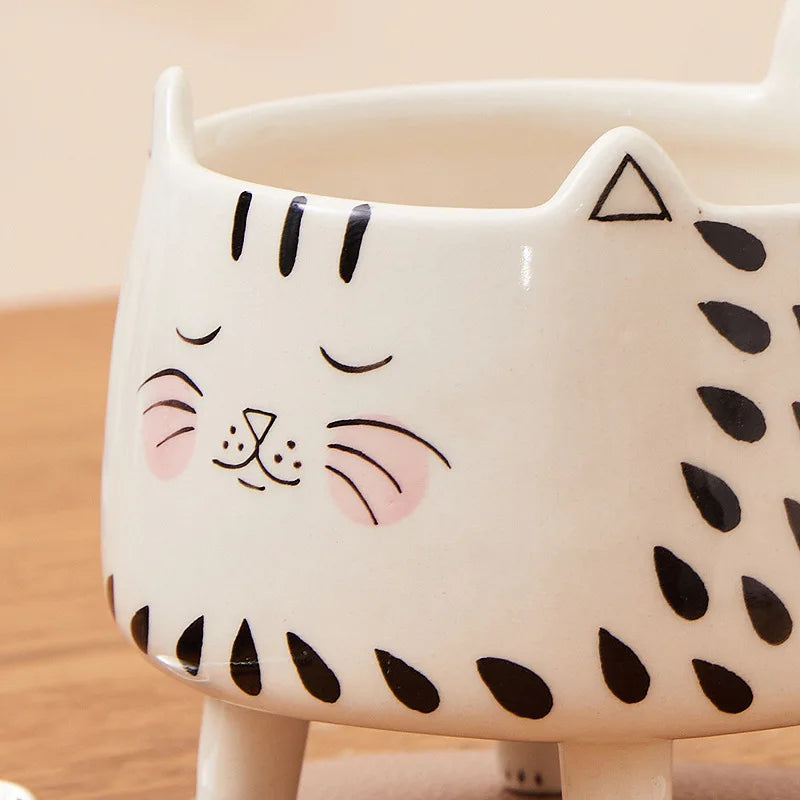 Happy Cat Long Legs Ceramic Mug - Image 2
