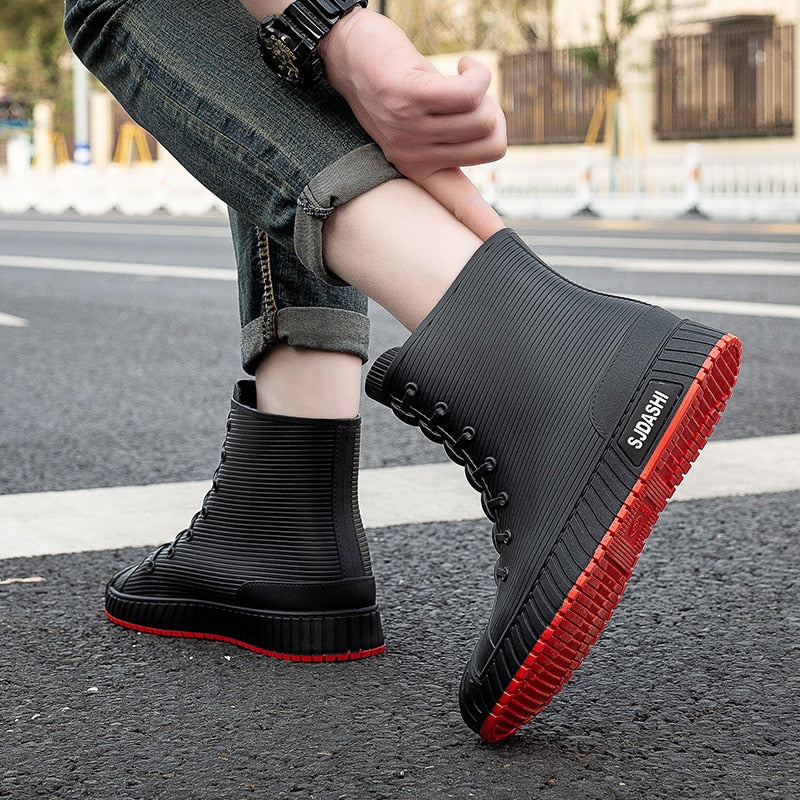 Rain Rider Slip-On Rubber Stylish Waterproof Boots - Image 12