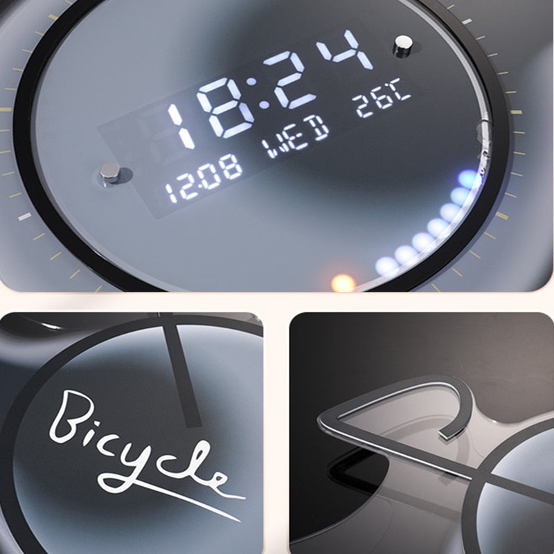3D Luminous Modern Led Digital Bike Wall Clock - Image 2