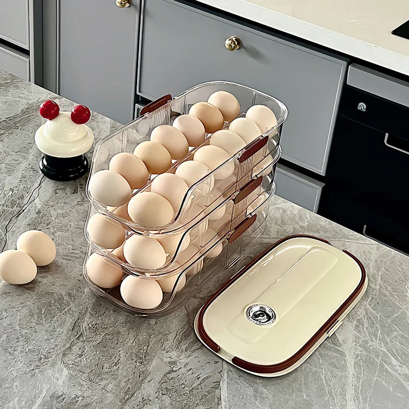 Fridge Organizer Automatic Rolling Transparent Egg Storage Box - Image 6