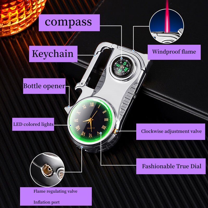 Compass Fire Camping Windproof Lighter Watch - Image 2