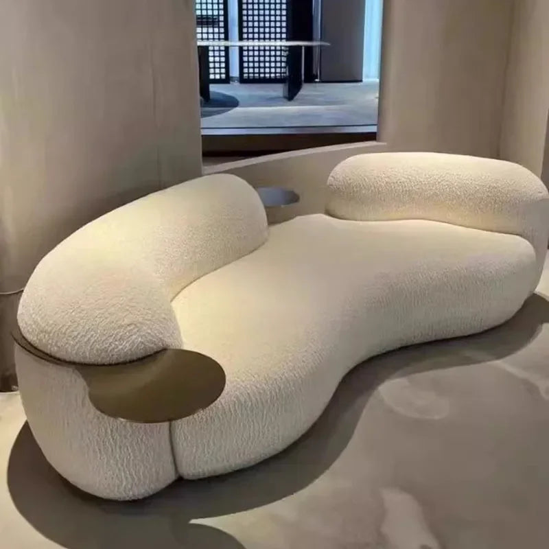 Nordic Style Sculptural Curved Artistic Lounge Sofa - Image 3