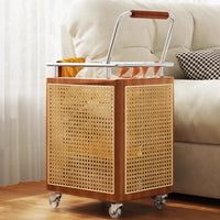 Nordic Rattan Style Rolling Storage Basket - Image 5