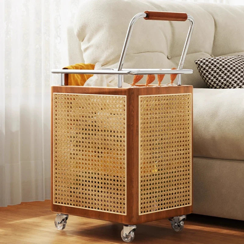 Nordic Rattan Style Rolling Storage Basket - Image 5