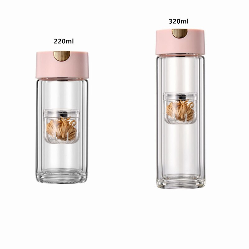 Double Wall Glass Magnetic Tea Infuser Bottle