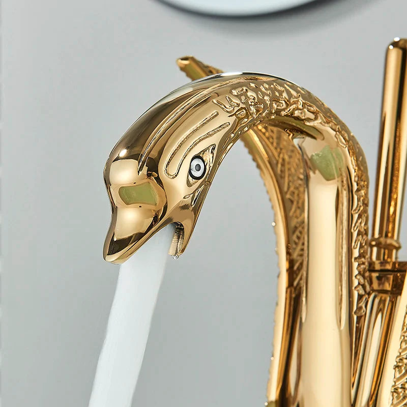 Swan Single Handle Golden Basin Faucet - Image 2
