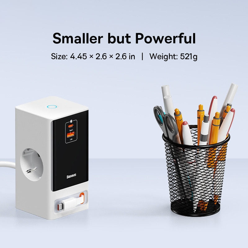 Retractable Cable Fast Charging Digital Power Strip - Image 1