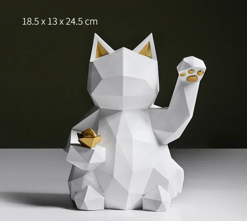 Nordic Minimalism Geometry Lucky Cat Statues - Image 7