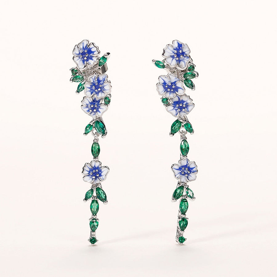 Vintage Blue Blossom Dangle Earrings - Image 5