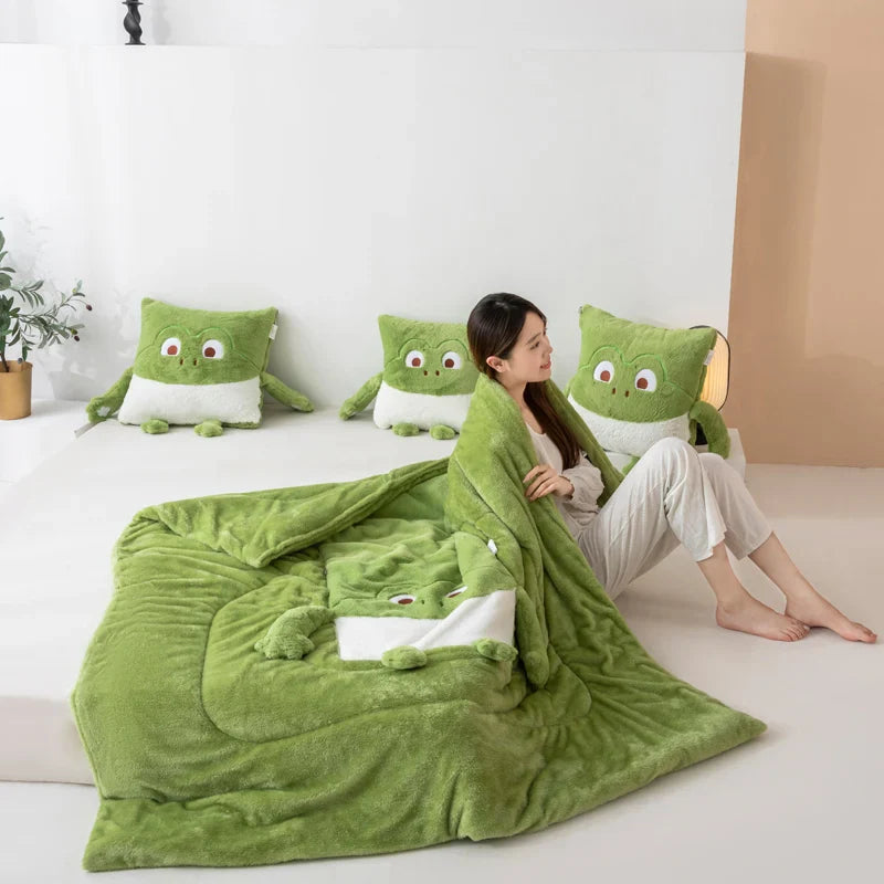 Cozy Dreams Mini Monster Quilted Pillow Blanket