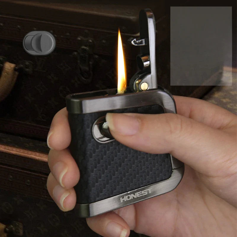 Retro Thin One Click Pop Up Windproof Kerosene Lighter - Image 2
