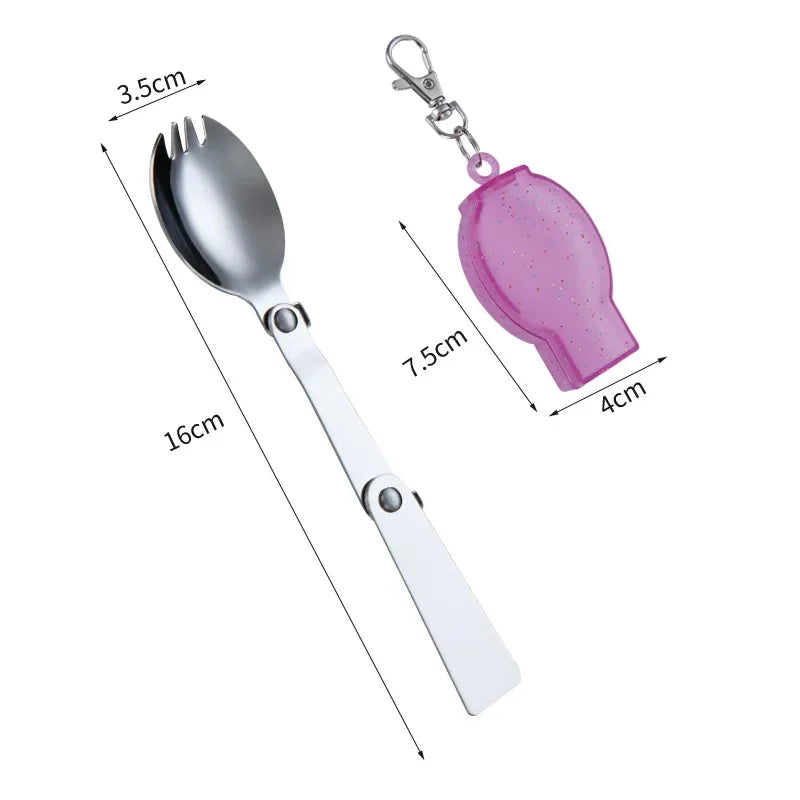 Foldable Stainless Steel Travel Spoon Fork Set - Image 8