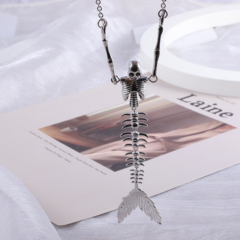Gothic Mermaid Skull Necklace - Image 0