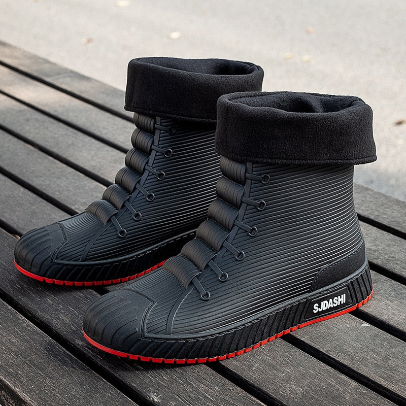 Rain Rider Slip-On Rubber Stylish Waterproof Boots - Image 8
