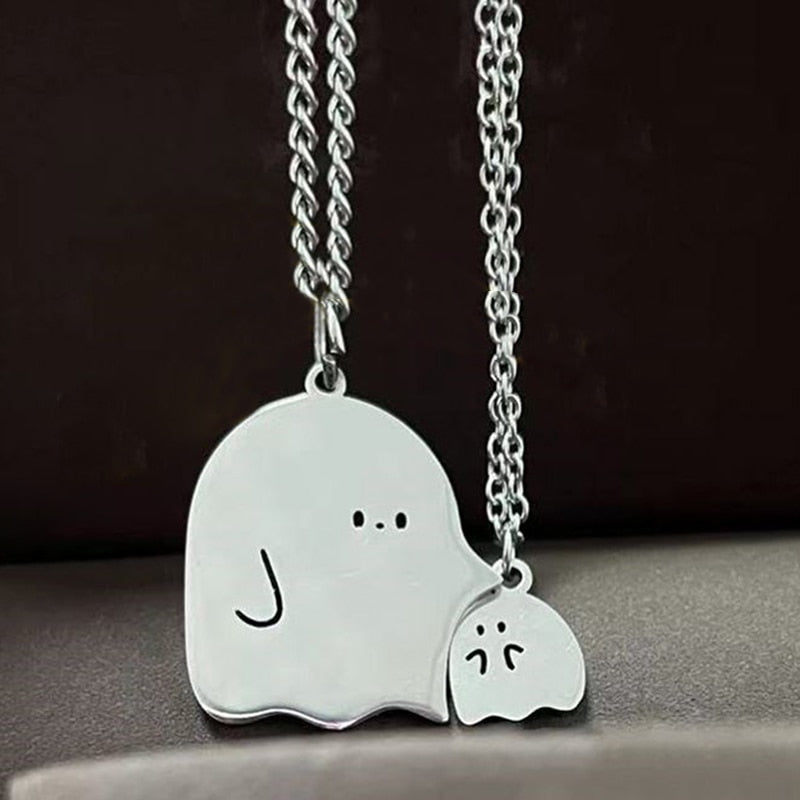 Cute Little Ghost Couple Necklace - Image 0