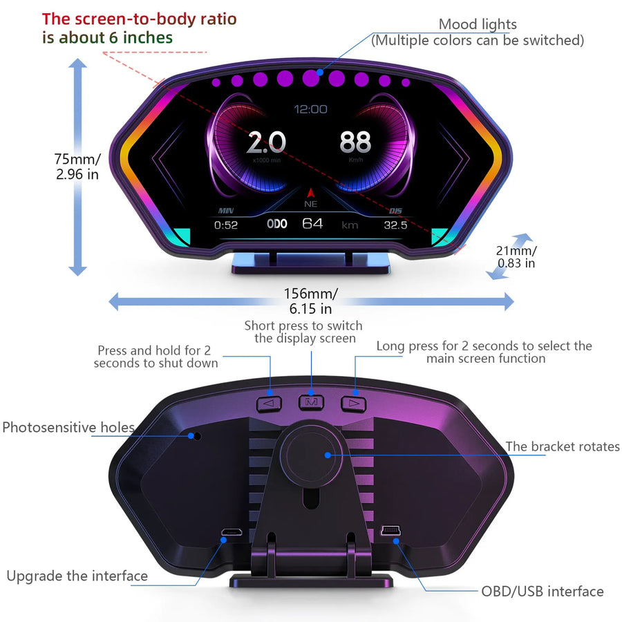 Digital Car Head-Up Crystal Display Speedometer - Image 5