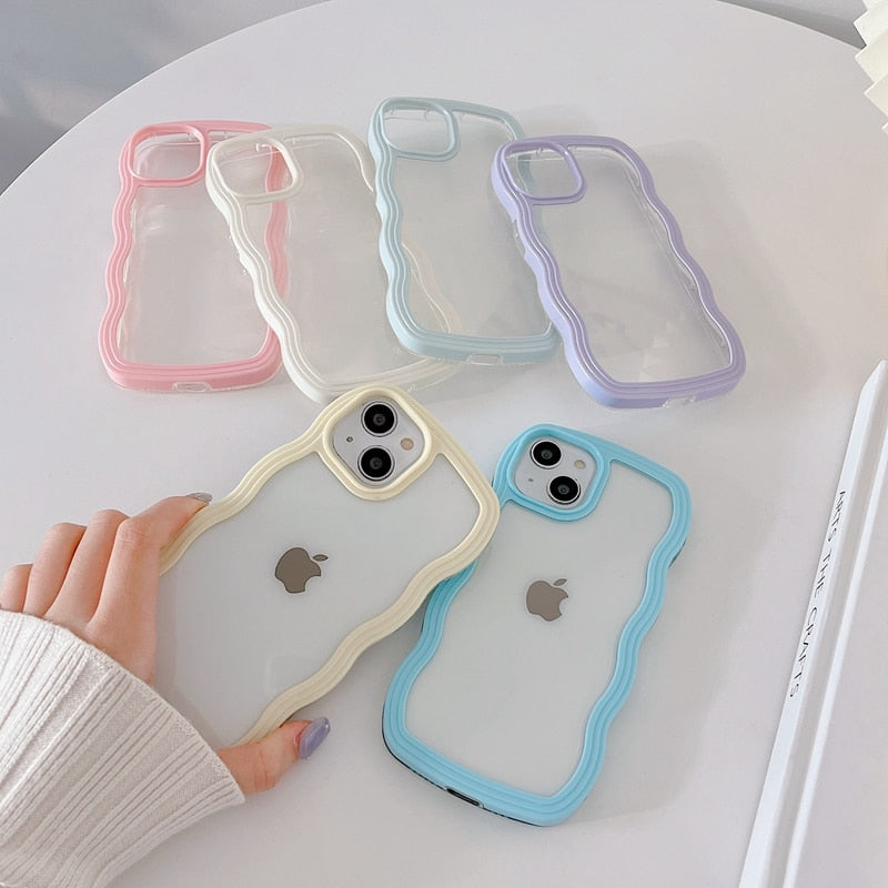 Wavy Art Clear Soft iPhone Case - Image 2
