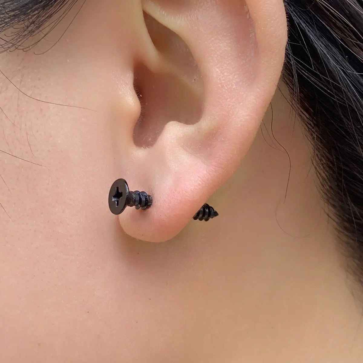 Realistic Screw Industrial Steel Earrings - Image 4