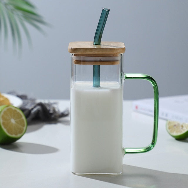 Stylish Square Large Capacity Mug with Straw - Image 2