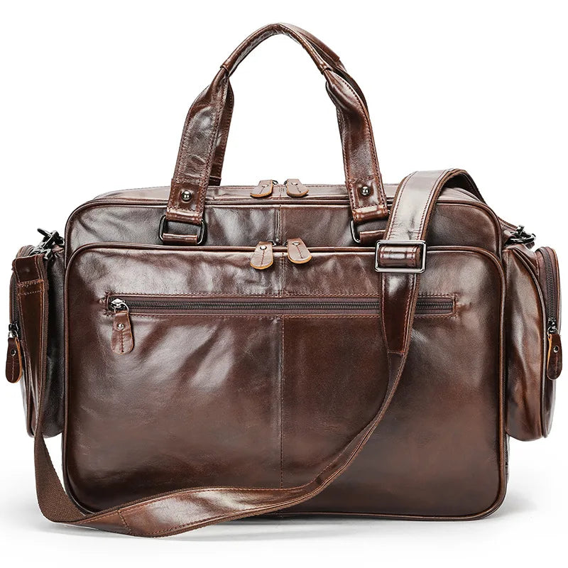 Multifunctional Large Capacity Genuine Leather Vintage Handbag - Image 12