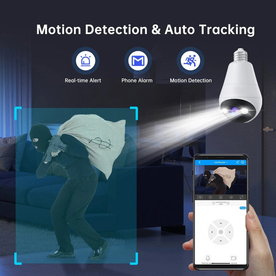 Fisheye Mini WiFi Bulb Security Camera - Image 1