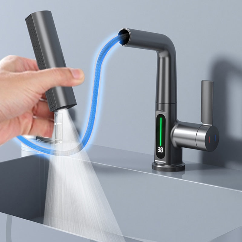 Modern Sleek Waterfall Temperature Display Faucet - Image 7