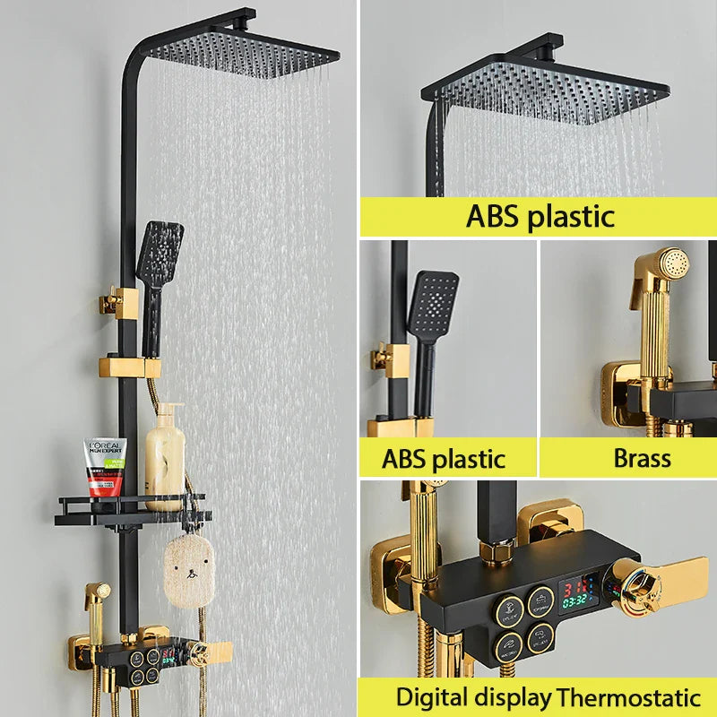 Thermostatic Digital Display Stylish Pressure Shower Set - Image 9
