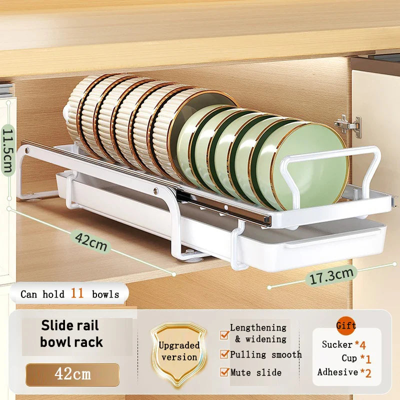 Kitchen Cabinet Sliding Storage Dish Rack - Image 8