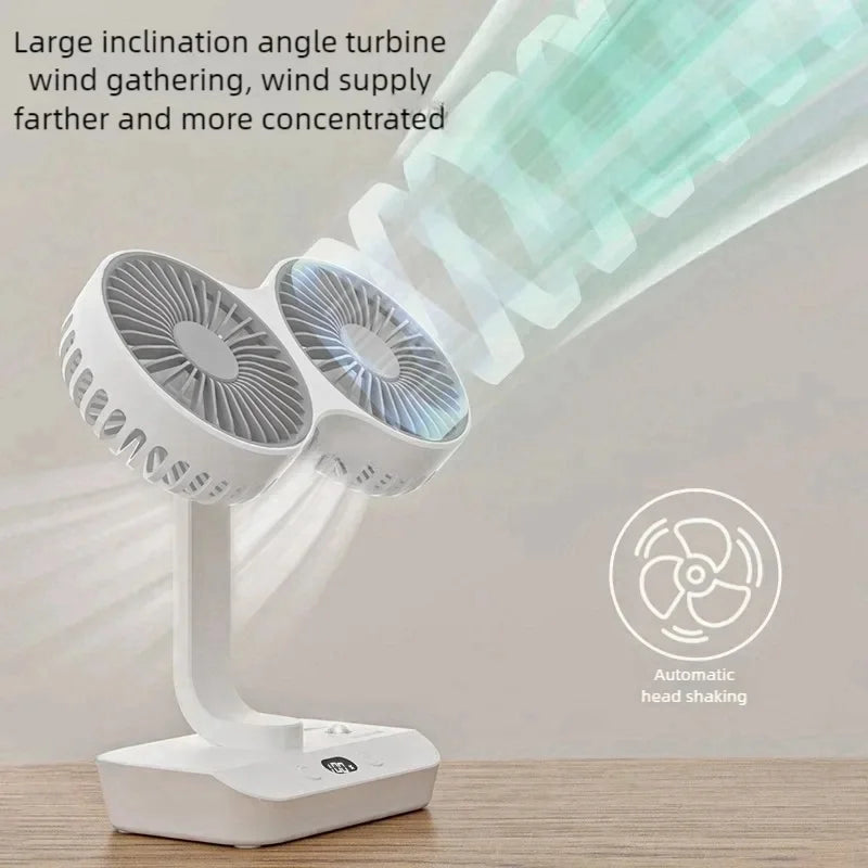 Adjustable Double-Head Portable Table Fan Night Lamp - Image 3