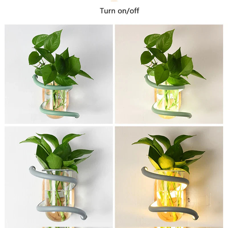 Nordic Unique Wooden Outdoor Wall Vase Lamp - Image 3