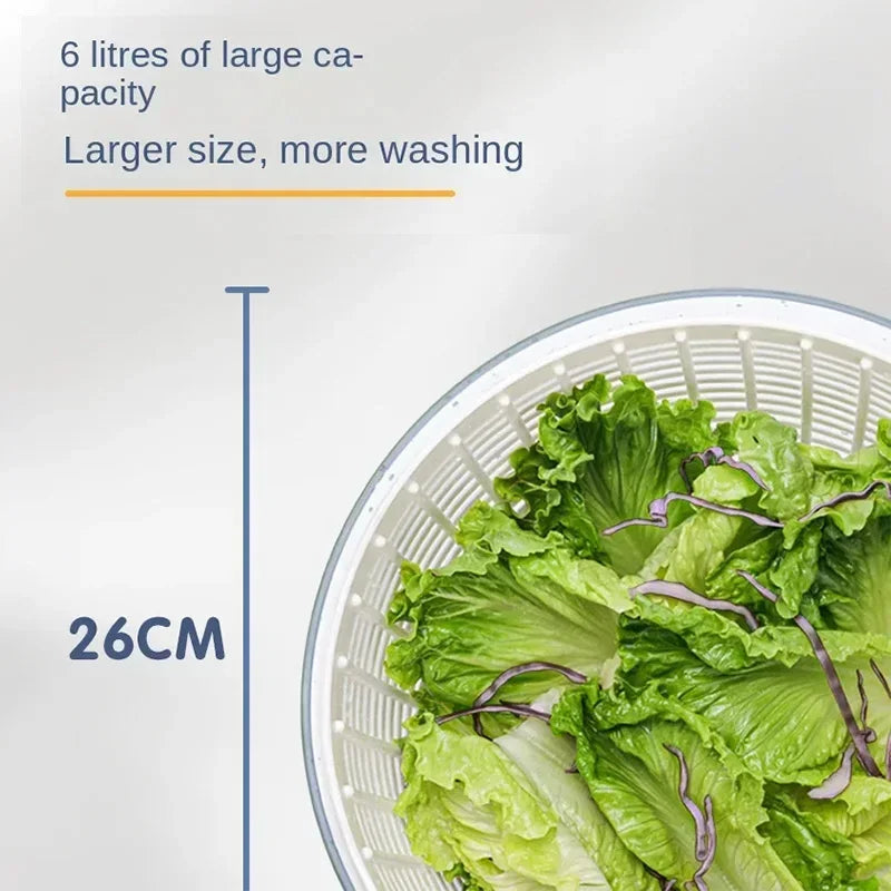 Compact One-Hand Spin Salad Spinner Dryer Bowl - Image 3