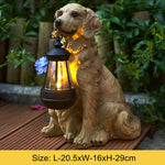 Solar-Powered Outdoor Resin Dog Statue Lamp