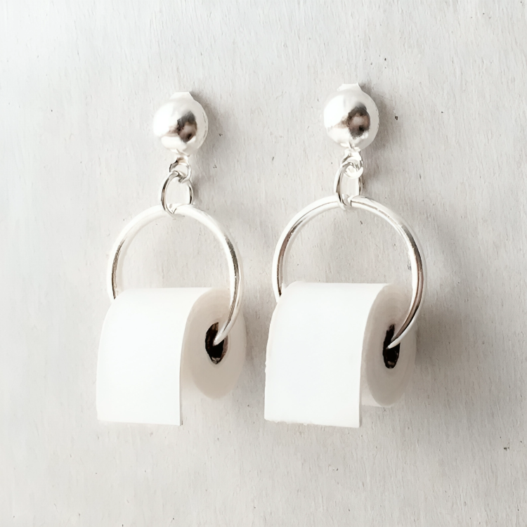 Mini Toilet Paper Roll Earrings - Image 1