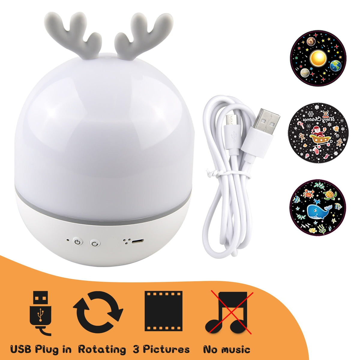 Rotating Deer Music Star Projector Night Lamp