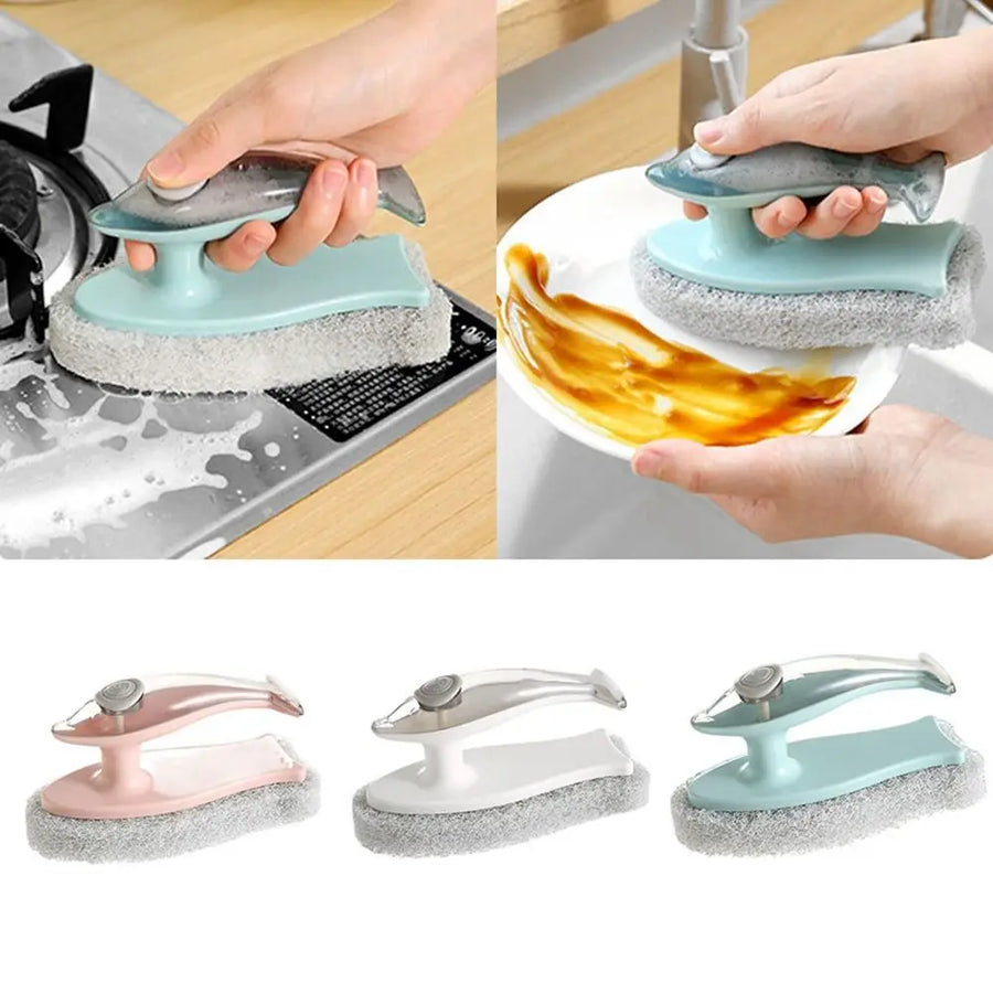 Soap Dispenser Dolphin-Shaped Kitchen Brush - Image 2