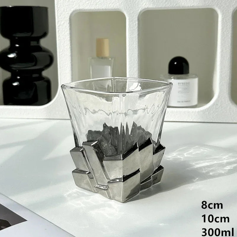 Geometric Onyx Base Glass Cup - Image 6