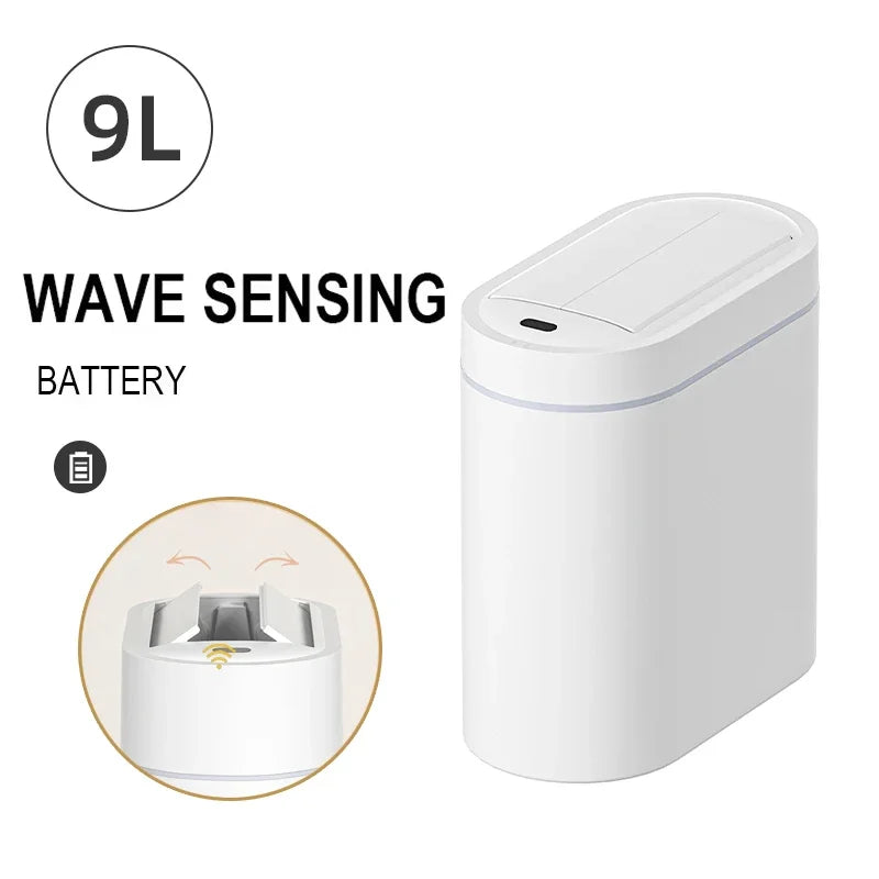 Clean Hands Touchless Slim Bathroom Wastebasket Bin